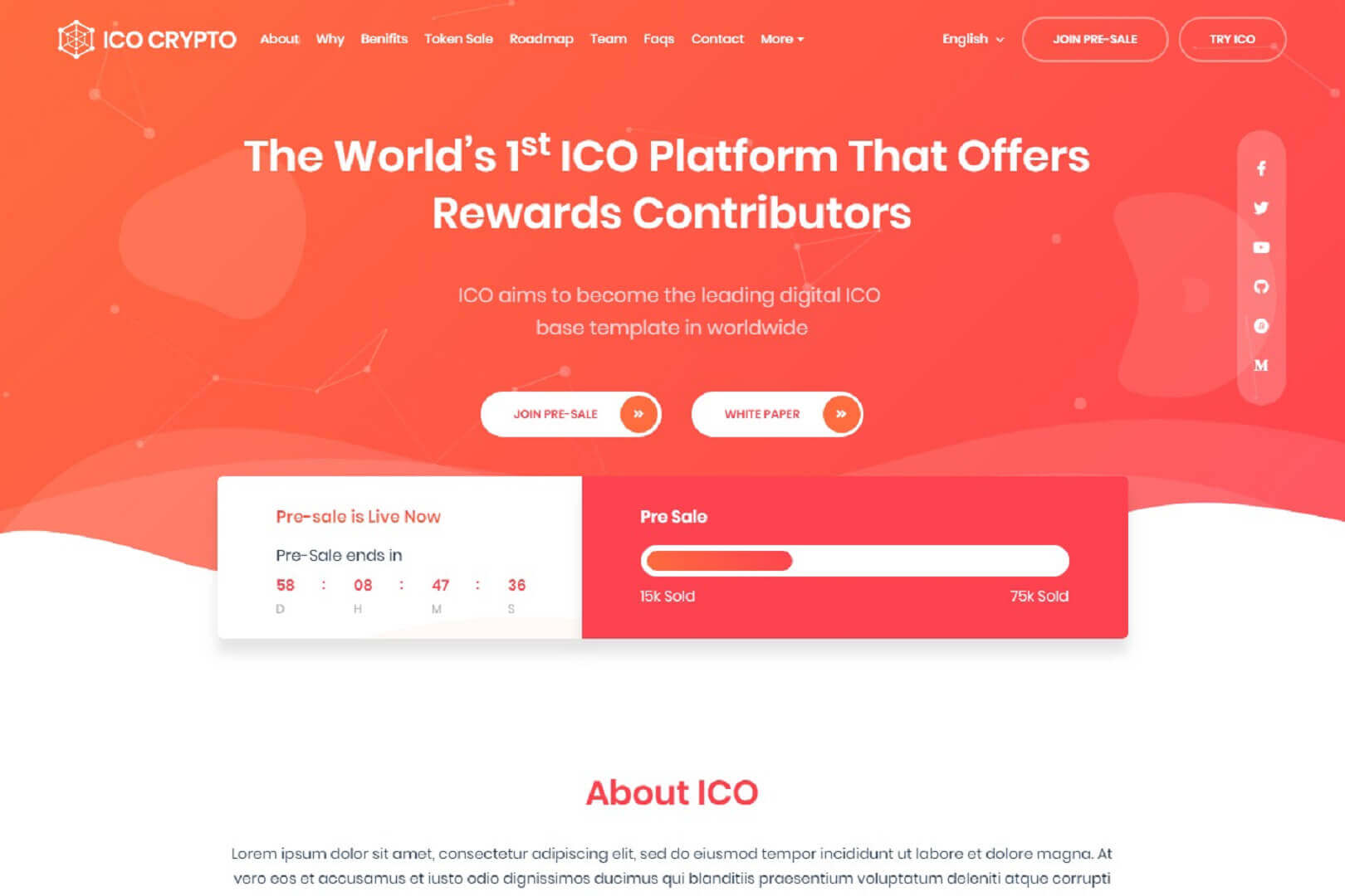 Bitcoin Cryptocurrency ICO HTML Template User Dashboard