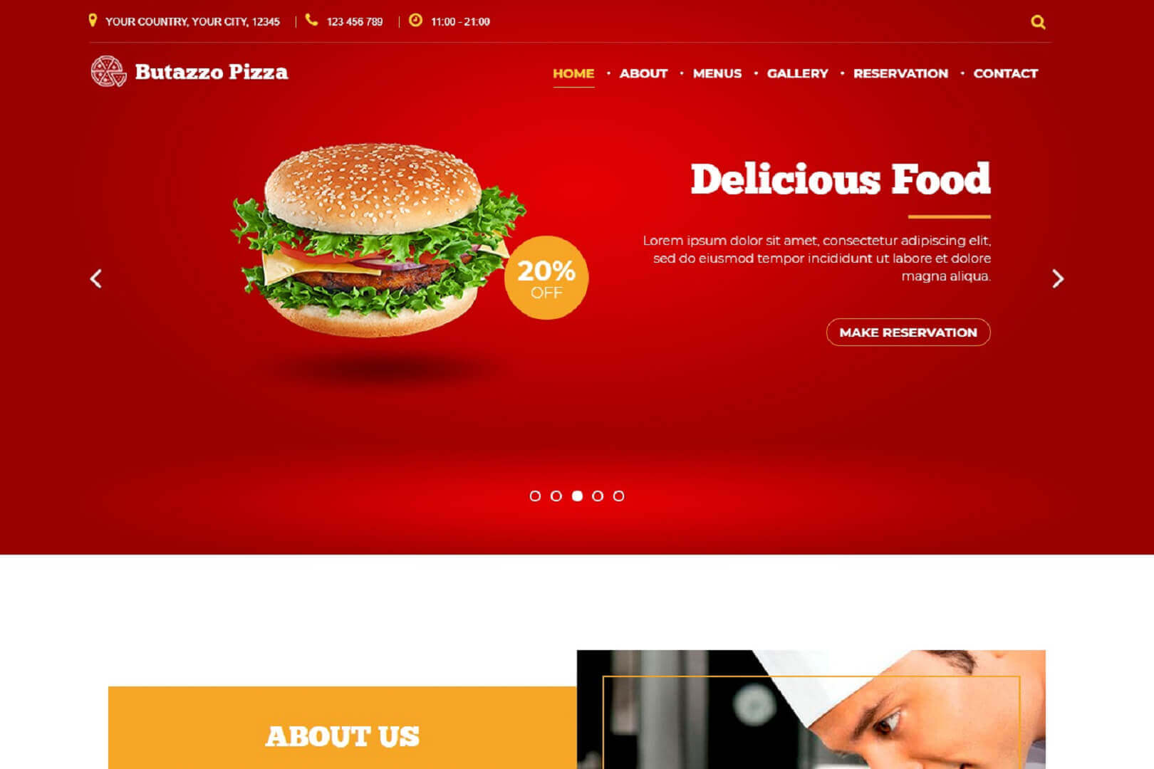 Butazzo Pizza One page Template