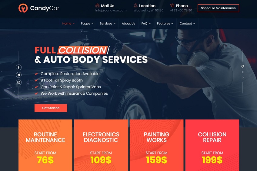 CandyCar - Auto service HTML template Free download