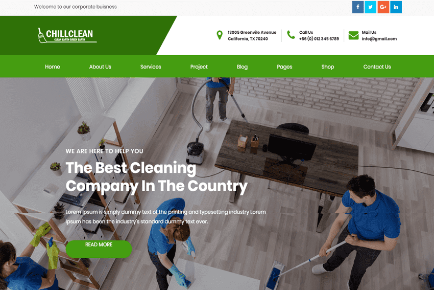 Chillclean - Cleaning Services Responsive Website Template free download