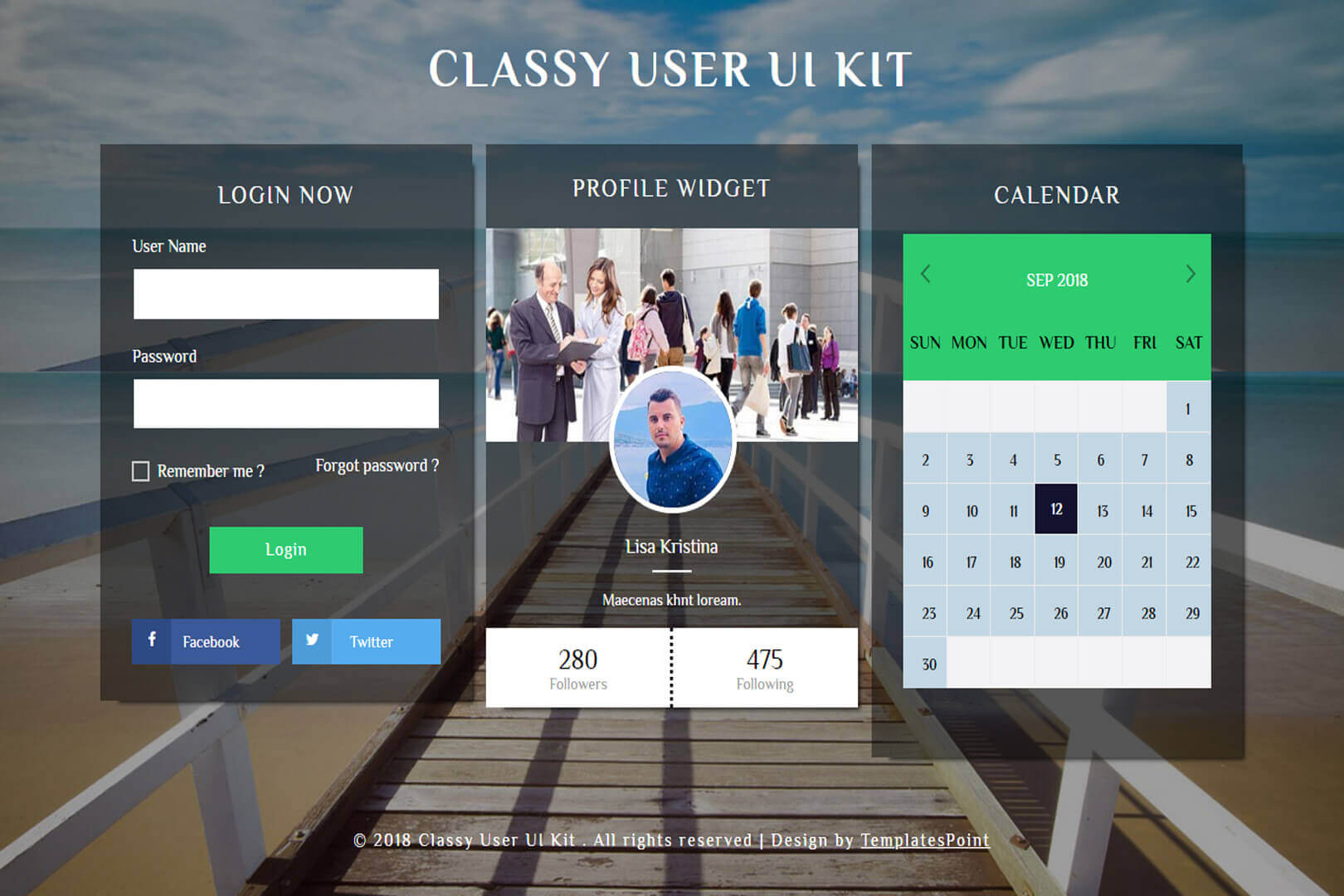 Classy User UI Kit a Responsive Widget Template Free Download