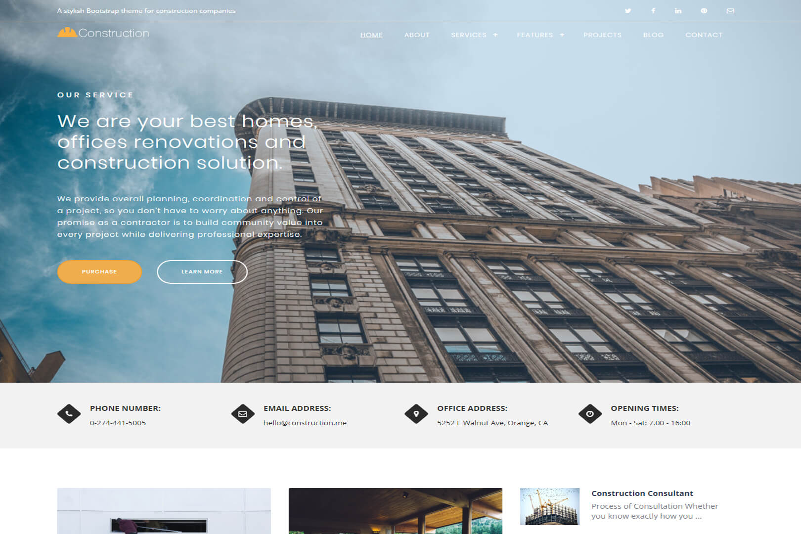 Construction - Bootstrap Responsive Web Template