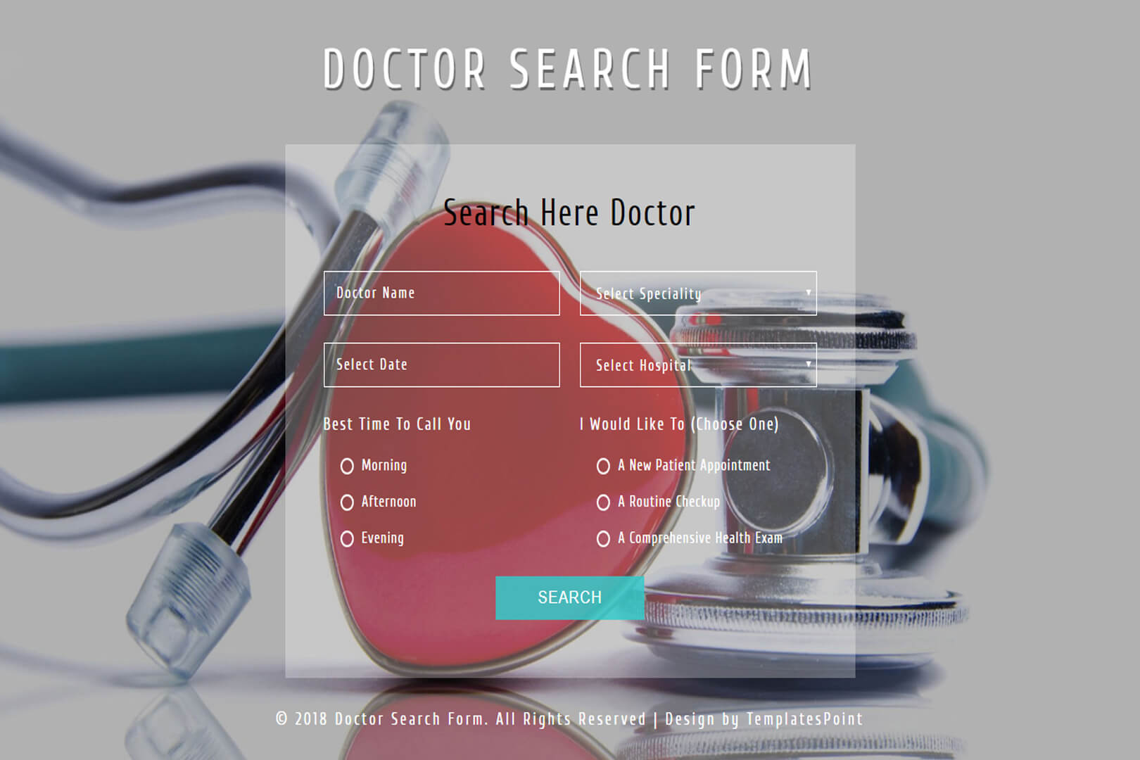 Doctor Search Form Flat Responsive Widget Template