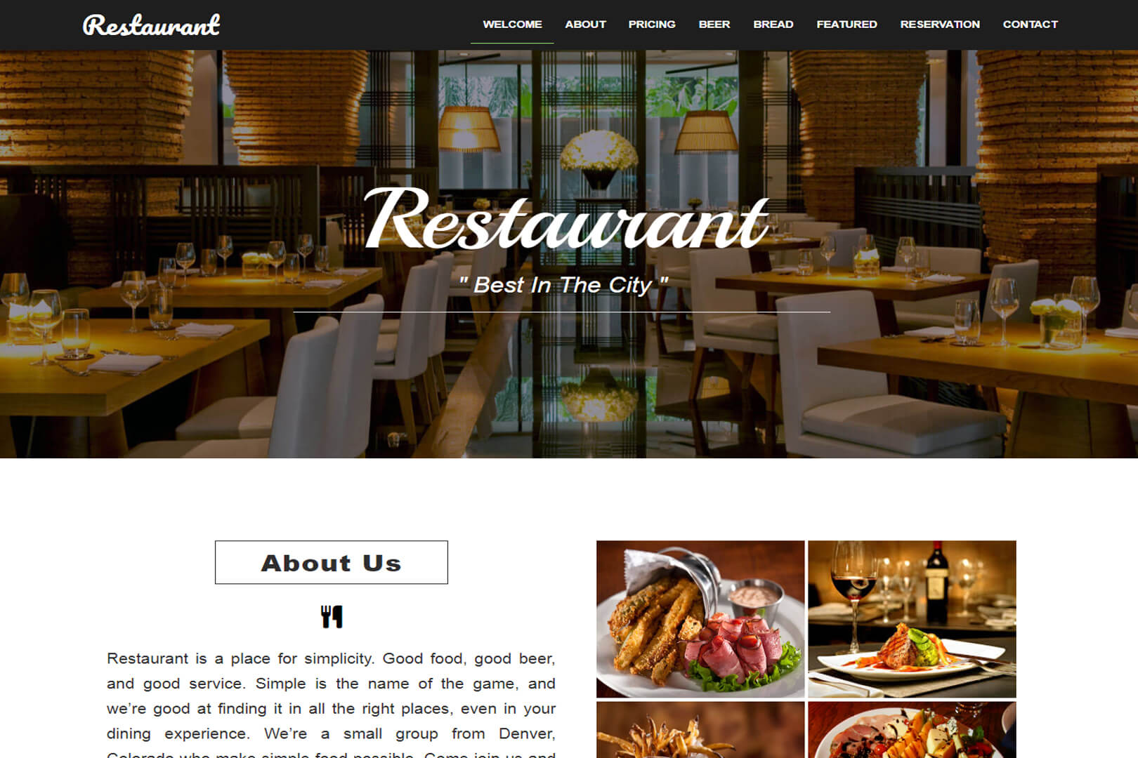 Elegant Restaurant Website Template Free Download