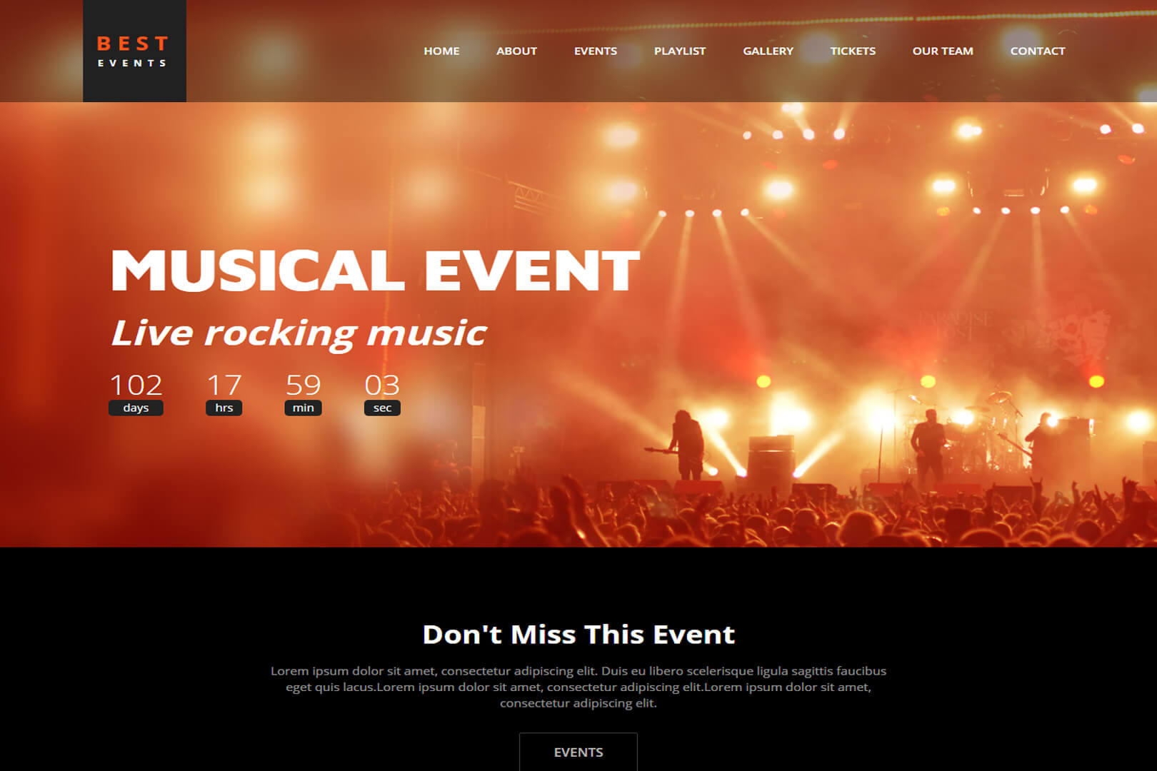 Event Management Website Template Free Download