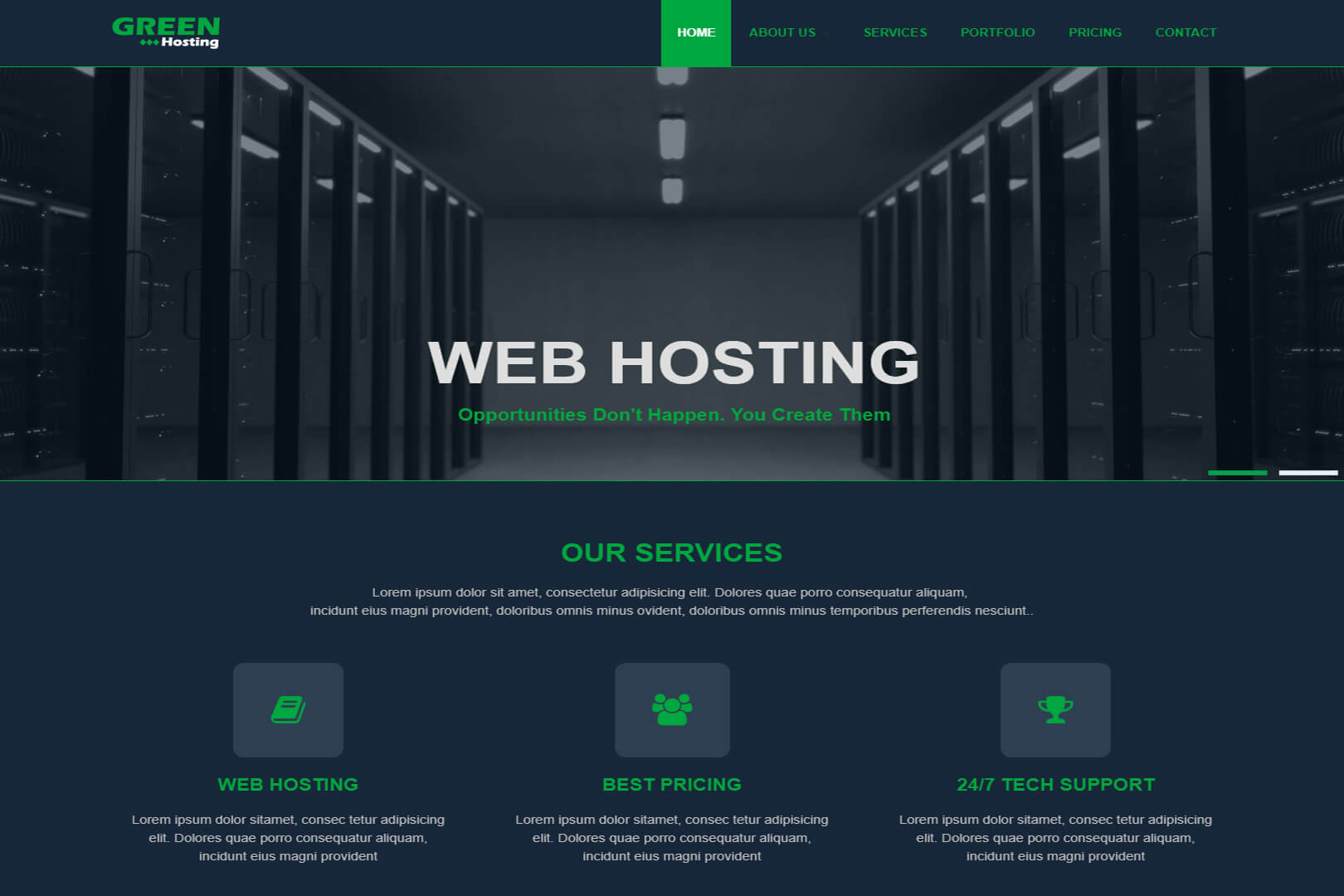 Green Best Free Web Hosting Template Free Download