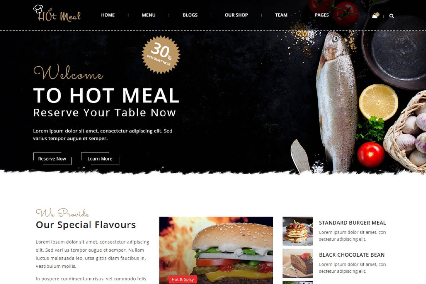 Hot meal Restaurant and Food Corner Html Template