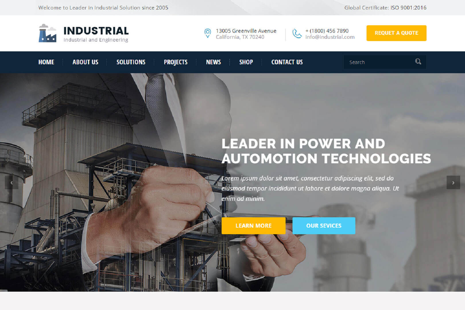 Industrial And Engineering HTML website Template free download