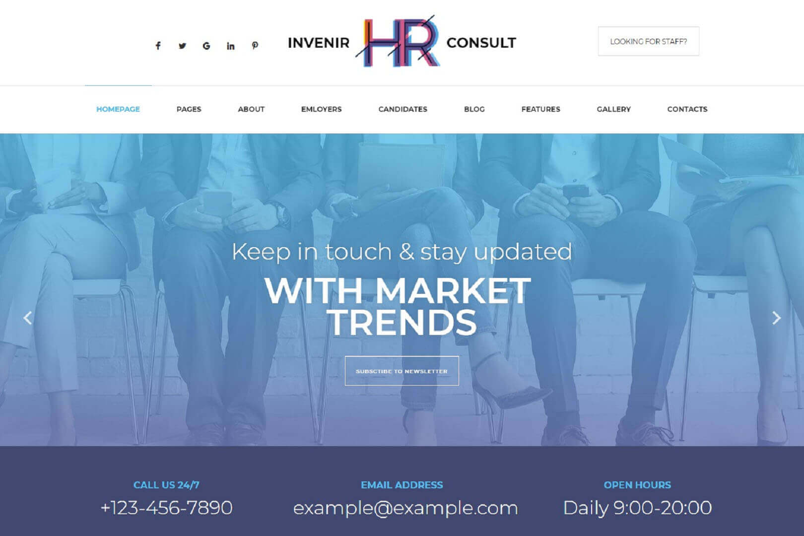 Invenir HR recruiting agency Responsive HTML template