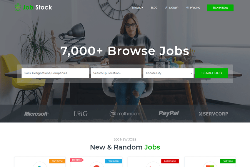 Job Stock - Job Board / Job Posting Website Template Free Download