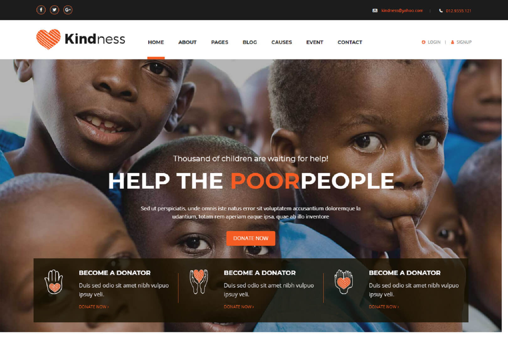 Kindness- Responsive Template for Charity and Fund Raising