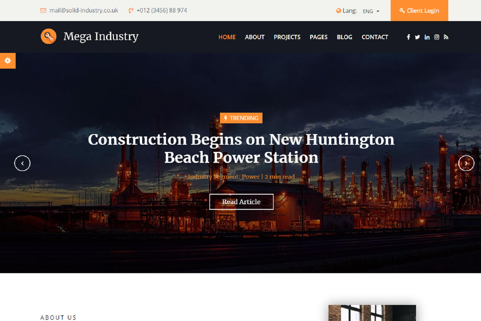 Mega Industry - Industrial & Factory Website Template