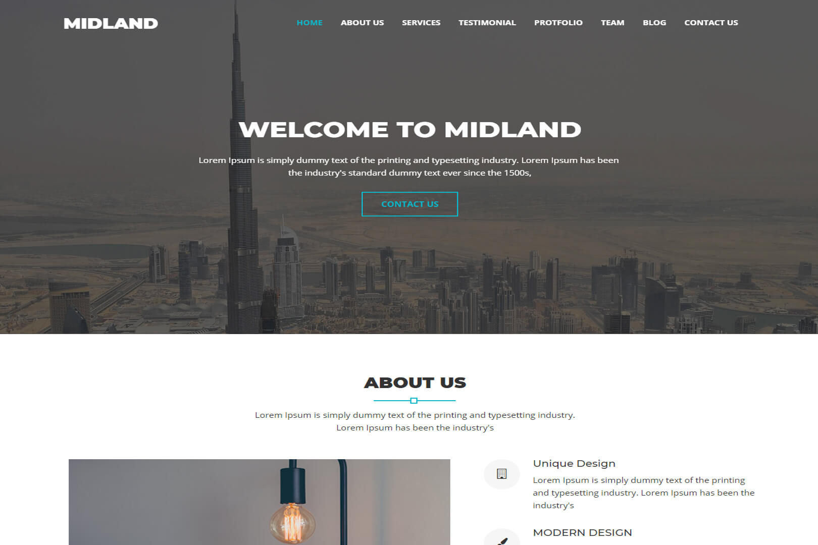 Midland responsive Website Parallax Template