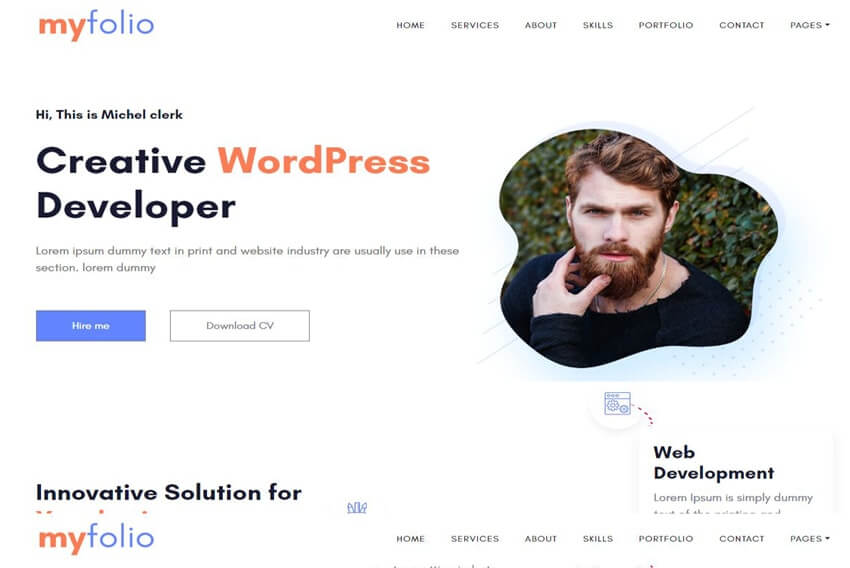 MyFolio - Landing WordPress Portfolio Theme Free Download