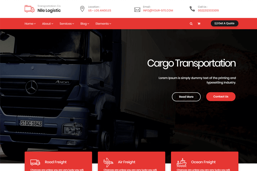 Nile - Transportation and Logistics HTML Template Free Download