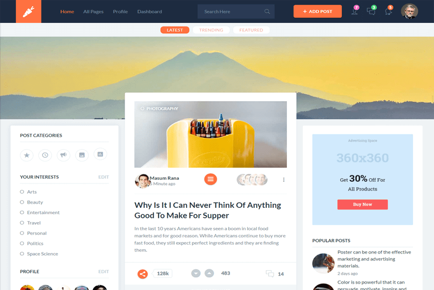 Open List - Blogging Platform Bootstrap Template Free Download