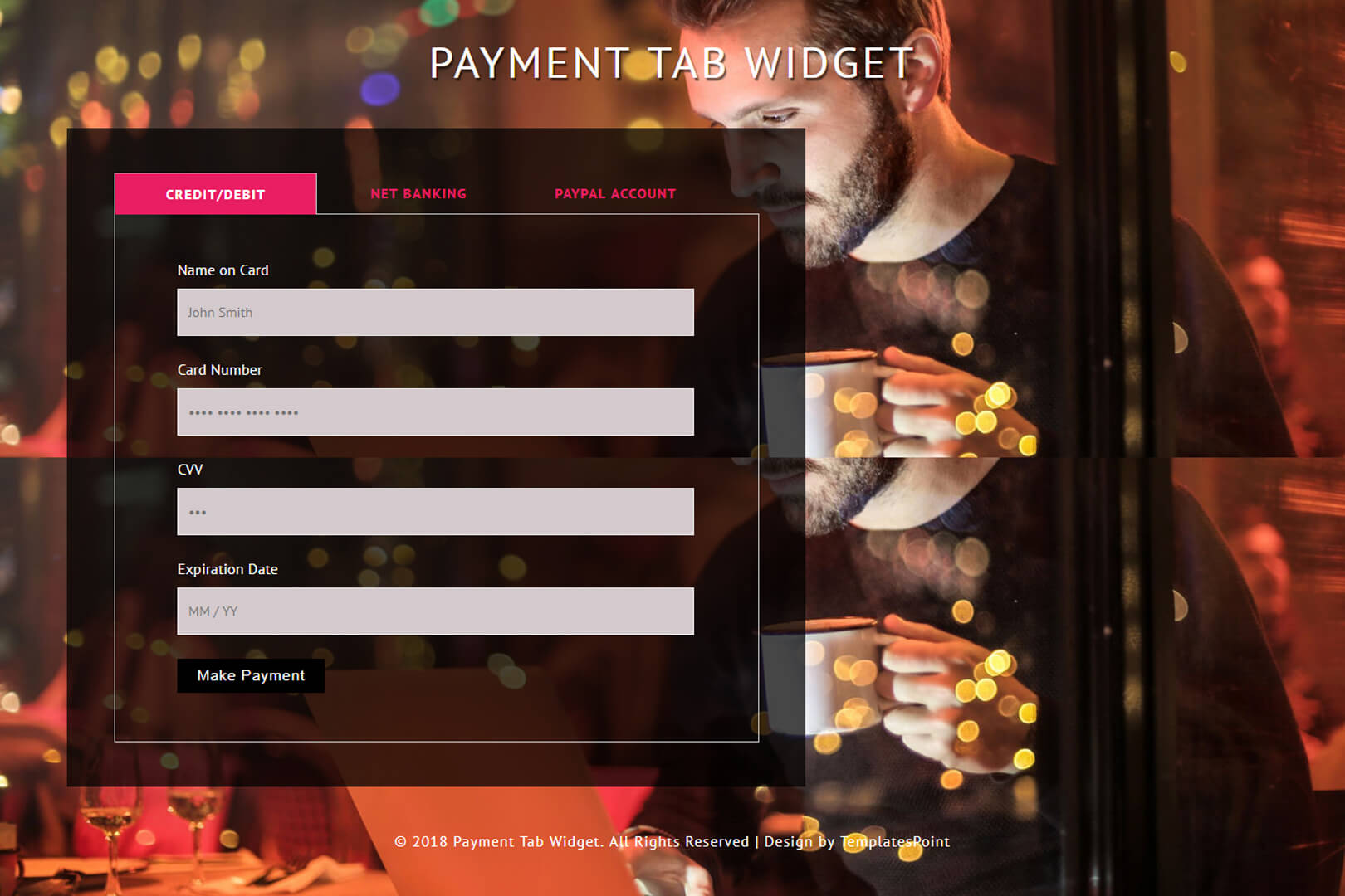 Payment Tab Widget Flat Responsive Widget Template