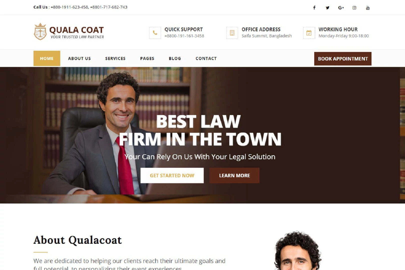 Quala Coat Law Firm Lawyers HTML5 Template