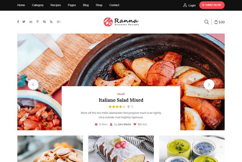 Ranna - Food & Recipe Blog Bootstrap 4 Template