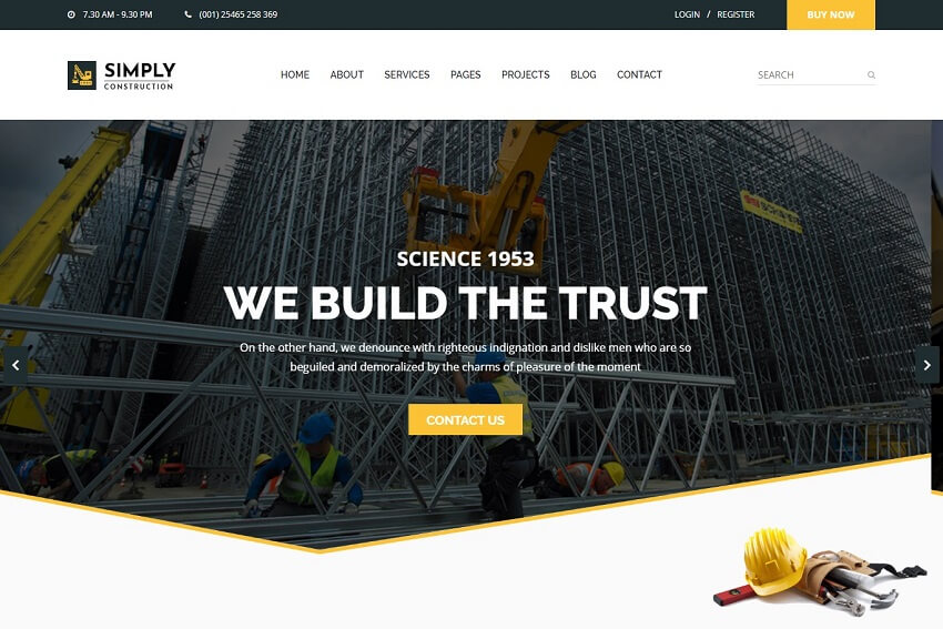 Simply - Construction HTML5 bootstrap Template Free Download