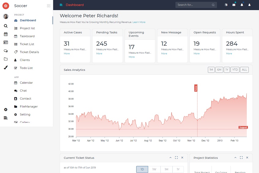 Soccer - Project Management Admin Template & UI Kit