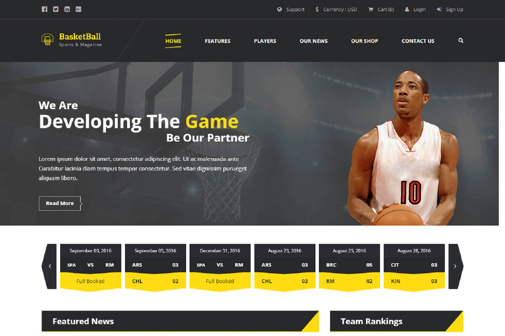 Sports Magazine Sports Club and News Template