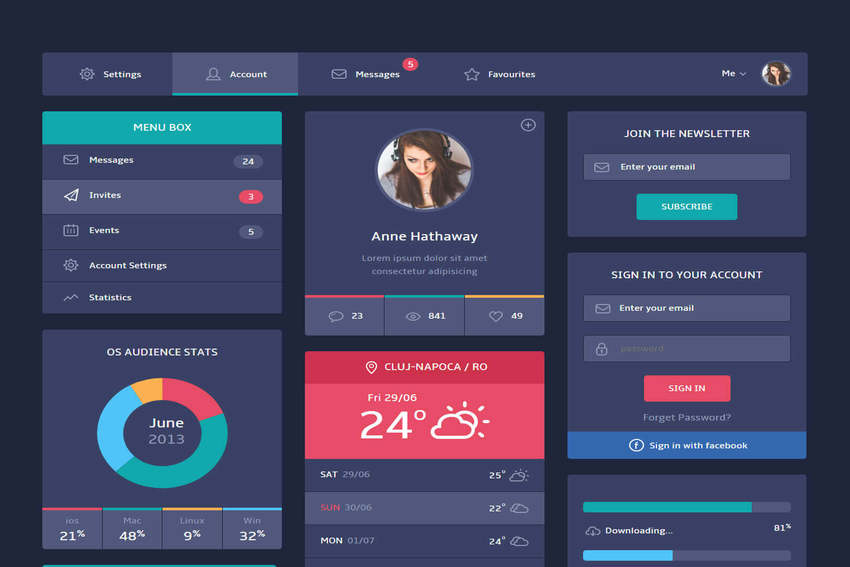 UI Components Responsive web template Free Download