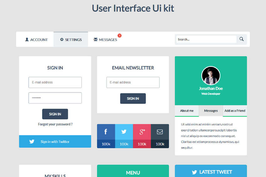 User Interface Kit a Flat Bootstrap Responsive Web Template